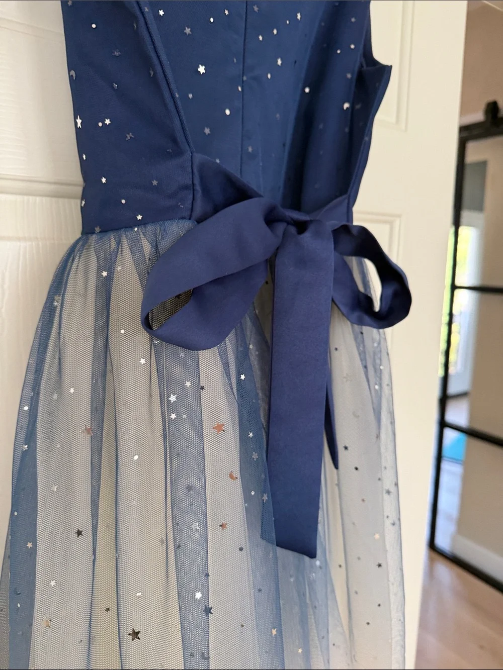 Girls Navy and Peach Ombre Tulle Party Sparkly Dress